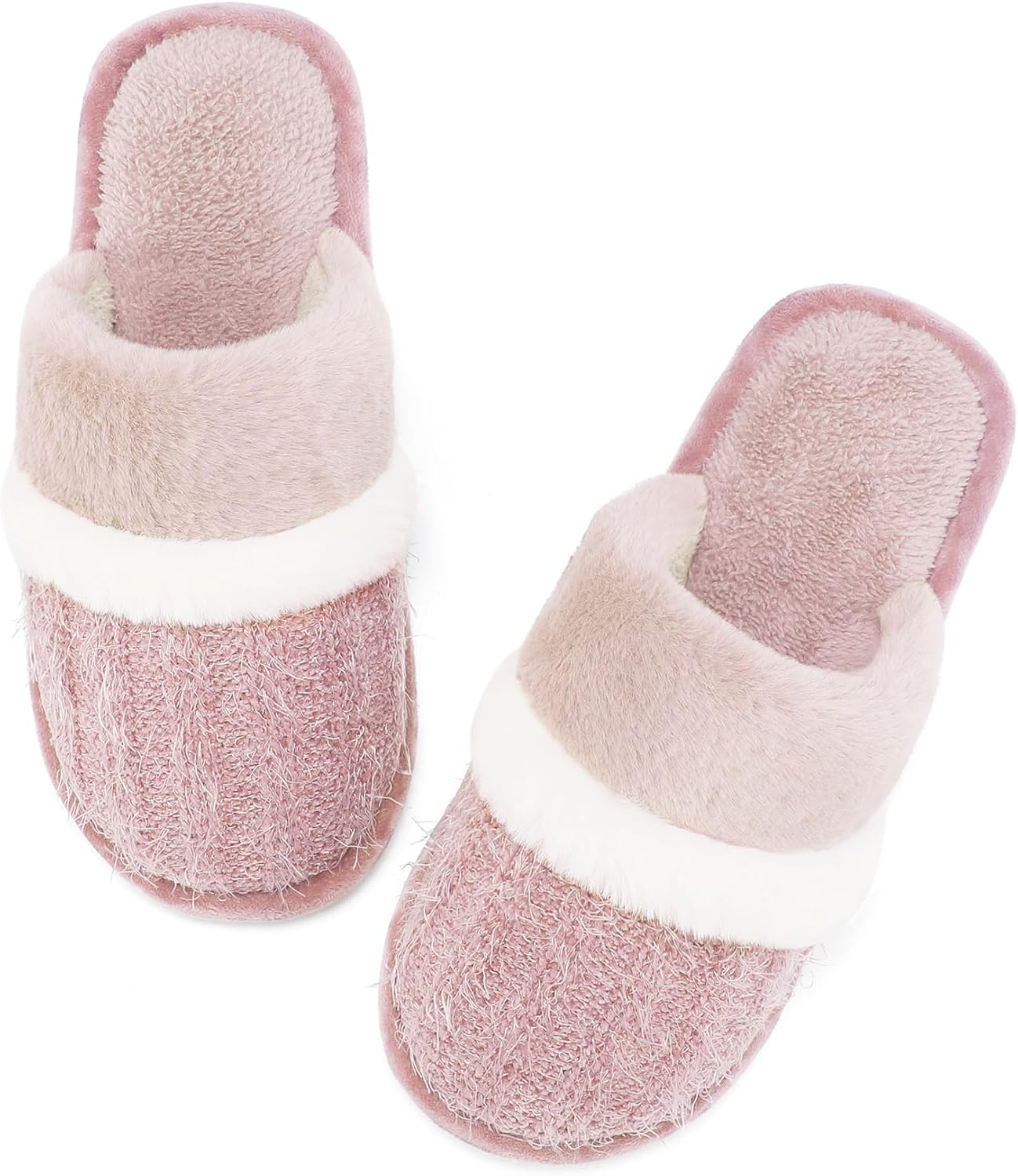 Women Fuzzy Memory Foam Slippers Warm Gifts Trendy House Slippers Anti-Skid Rubber House Shoes for Women Mom Girlfriend Indoor Outdoor