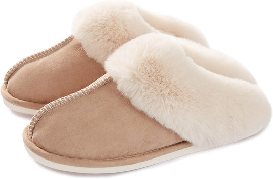Women Slipper with Memory Foam Fluffy Soft Warm Slip On House Slippers Anti-Skid Cozy Plush for Indoor Outdoor